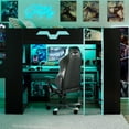 thumbnail image 2 of Full Size Wood Loft Bed with Power Outlet & USB/Type-C Ports, Integrated Cable Management, and RGB Light, Blue, 2 of 23