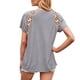 thumbnail image 4 of Camiseta de mujer con estampado de manga corta, cuello redondo, camiseta informal de verano, gris, XL Scienceny AP001232-08, 4 of 7
