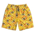 thumbnail image 3 of Uemuo Honeycombs Pattern Men's Swim Trunks Hawaiian Beach Bathing Suit Swimsuits Beach Quick-Dry Shorts with Pockets-, 3 of 9