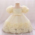 thumbnail image 2 of Toddler Girl Flower Dress Puffy Sleeve Party Gown Elegant Tulle Ruffle Birthday Outfit for Special Occasions Wedding Pageant, 2 of 5