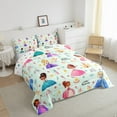 thumbnail image 3 of Manfei Cartoon Princess Girls Full Size Comforter Sets,Cute Magical Castle Bedding Comforter Set,Cartoon Girly Rainbow Bedding Sets For Kids,Super Cozy Room Decor Reversible,3pcs, 3 of 8