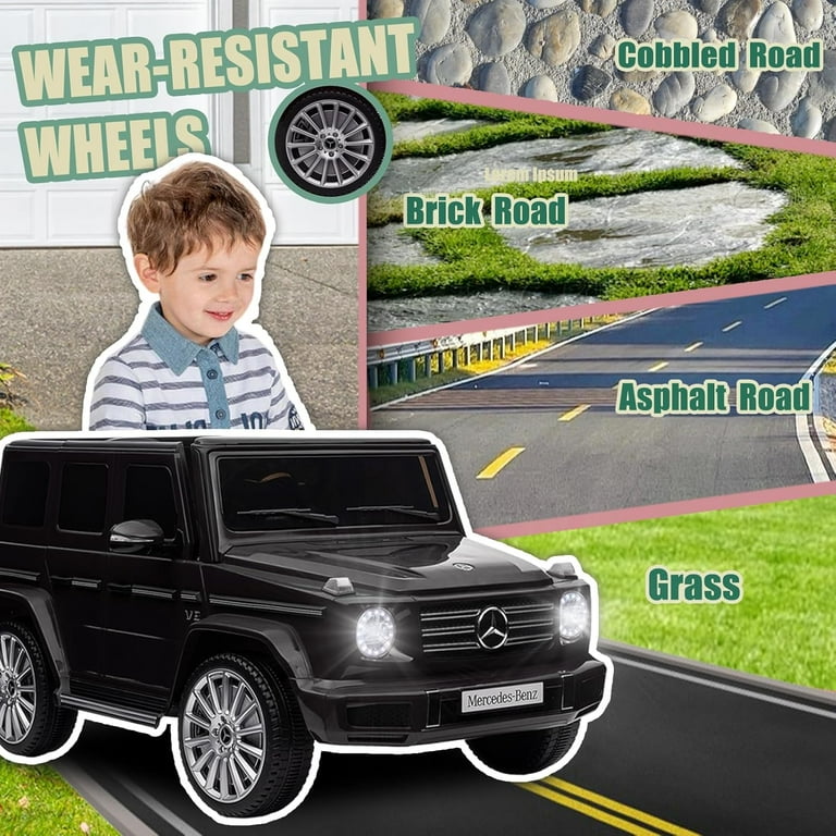 ZOGYMOZ 24V Mercedes Benz Kids Ride On with 6 Wheel Remote Speed Control LED Leather Seat Black Walmart
