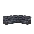 thumbnail image 3 of Modular Sectional Sofa Couch, Air Leather Manual Reclining L-Shaped Couch, Black, 3 of 3