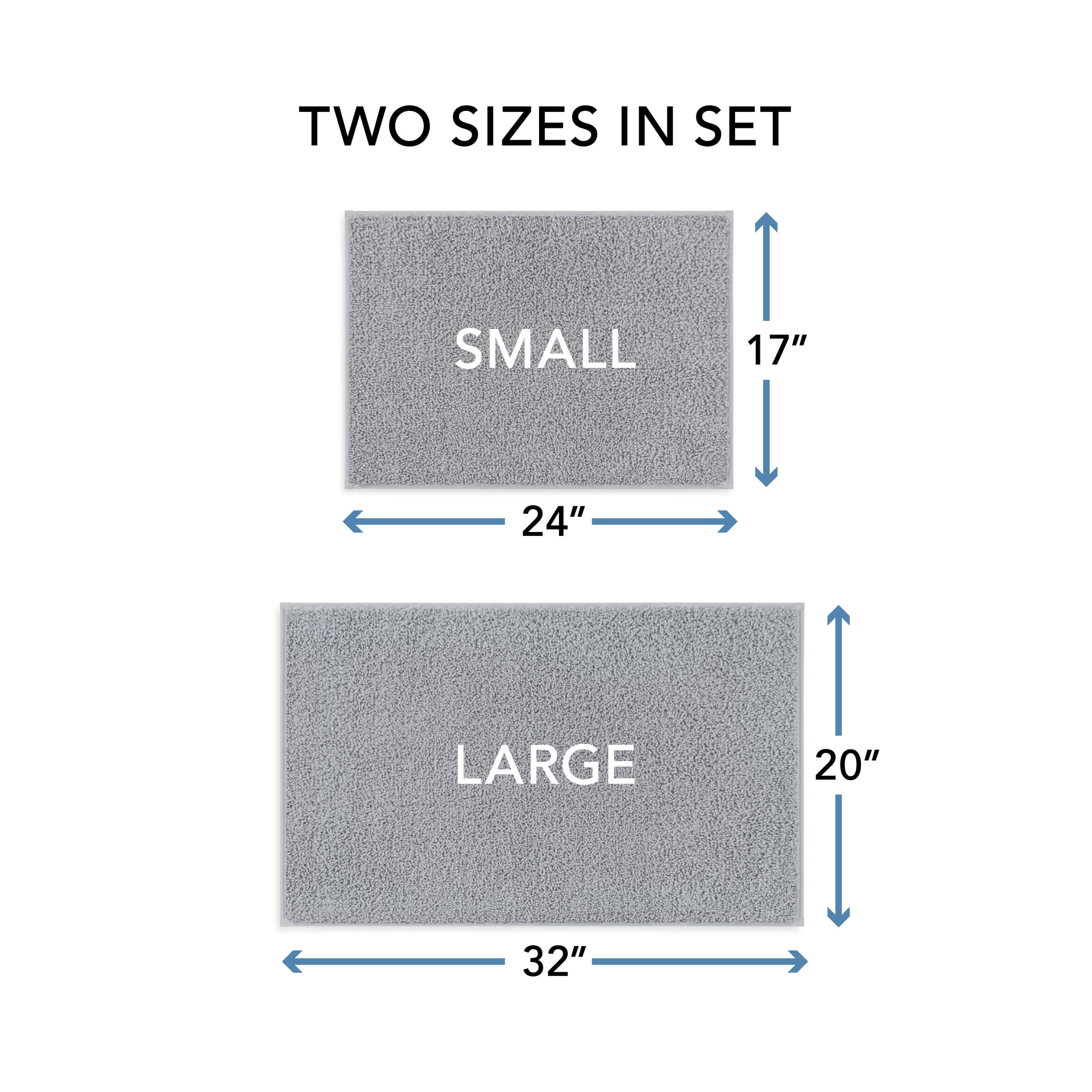 Mainstays 2-Piece Super Soft Polyester Bath Rug Set, Soft Silver
