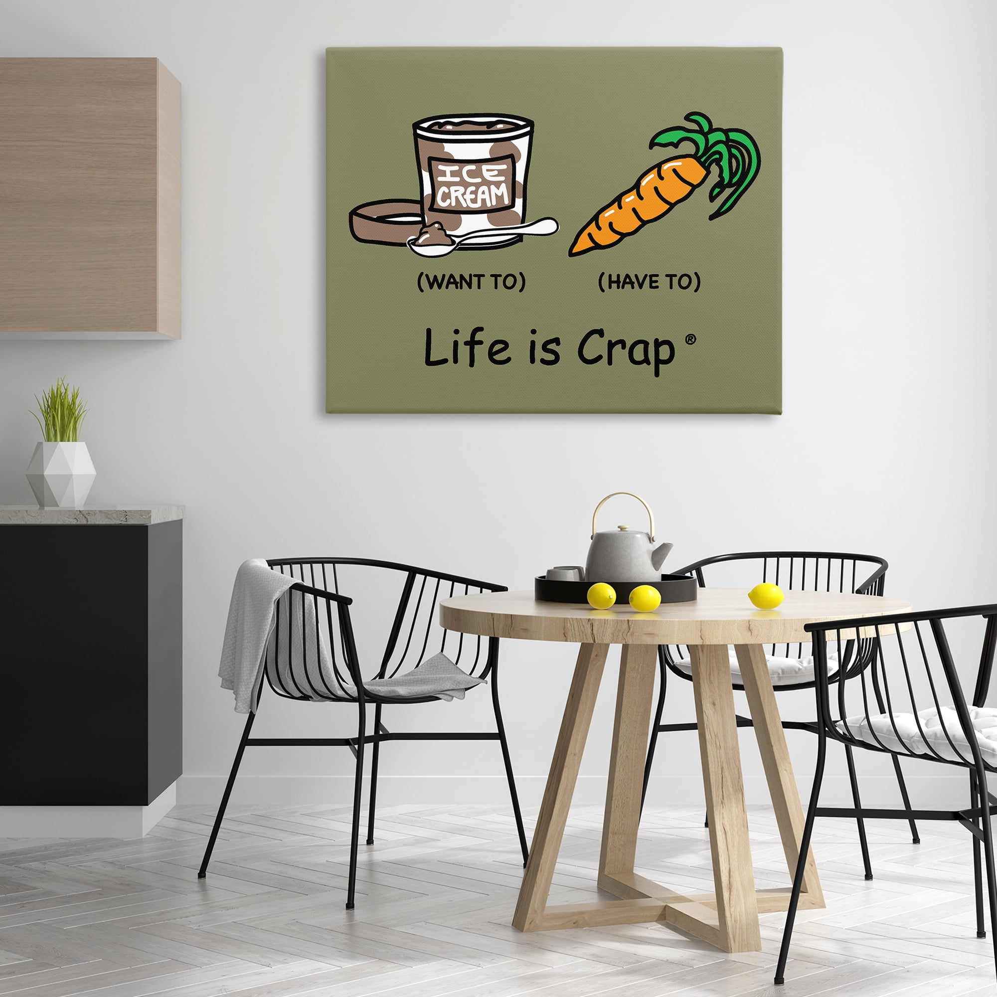 Stupell Industries Funny Diet Comparison Novelty & Humor Painting Wrapped Canvas Art Print Wall Art, 48 x 36