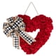 thumbnail image 1 of Corona de San Valentín para puerta de entrada, corona de arpillera con forma de corazón, corona de San Valentín para puerta con lazo de cuadros escoceses, 1 of 5