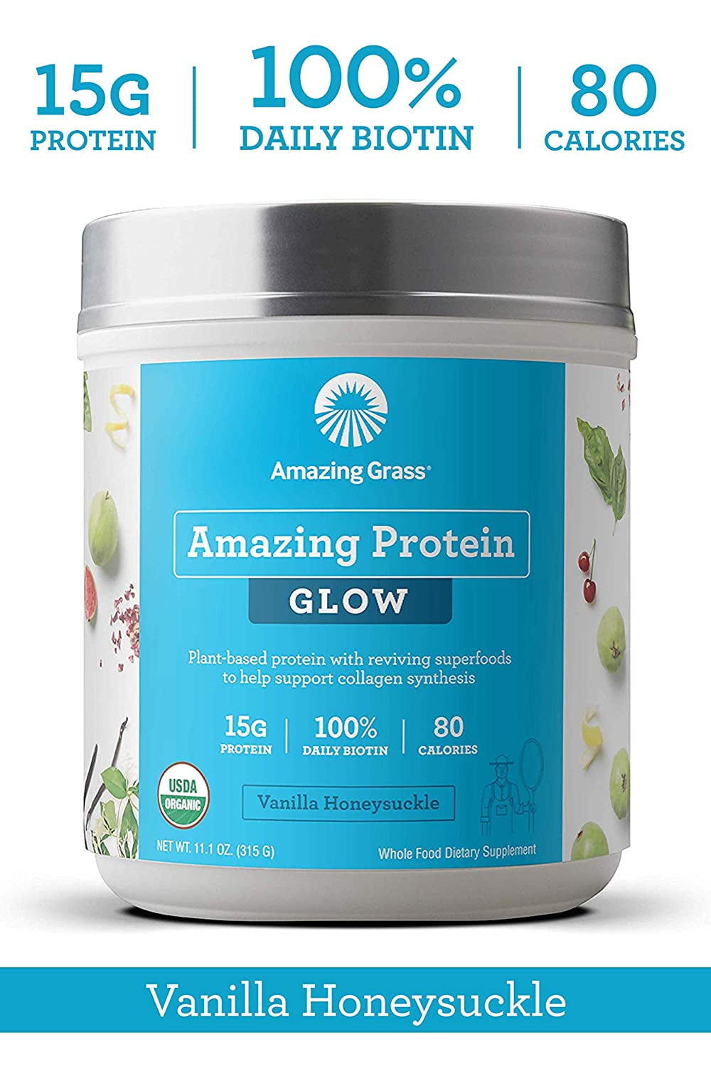Amazing Grass GLOW Vegan Protein Powder Organic Plant