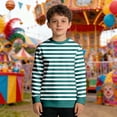 thumbnail image 2 of Boys Striped Long Sleeve Crewneck Sweatshirt Kids Casual Pullover Tops Clothes, 2 of 6
