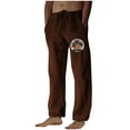 thumbnail image 3 of QATAINLAV Yoga Pants for Men Cotton Linen Wide Leg Pants Fashion Palm Trees Print Trousers Drawstring Waist Loose Fit Lounge Pant with Pockets Daily Sales Clearance Brown XL, 3 of 5