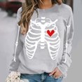 thumbnail image 6 of Neewe Women's Halloween Skeleton Printed Casual Crew Neck Sweatshirt Loose Soft Long Sleeve Pullover Tops, 6 of 6
