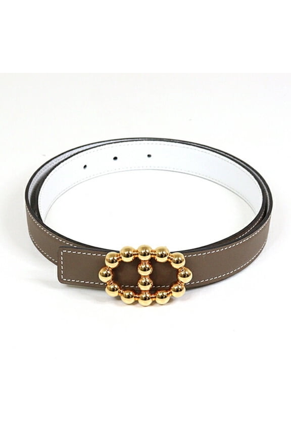 Pre-Owned HERMES Maillon Bubble Belt Reversible Swift Epson Etoupe New White