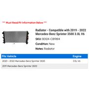Radiator - Compatible with 2019 - 2022 Mercedes-Benz Sprinter 3500 3.0L V6 2020 2021