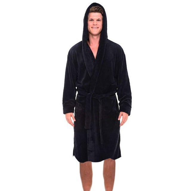Intimates Men's Winter Plush Lengthened Shawl Bathrobe Home Clothes Long Sleeved Robe Coat S