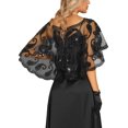thumbnail image 3 of MODA NOVA Sequin Beaded Shawl Wraps for Juniors Evening Cape Cover Up, 3 of 5