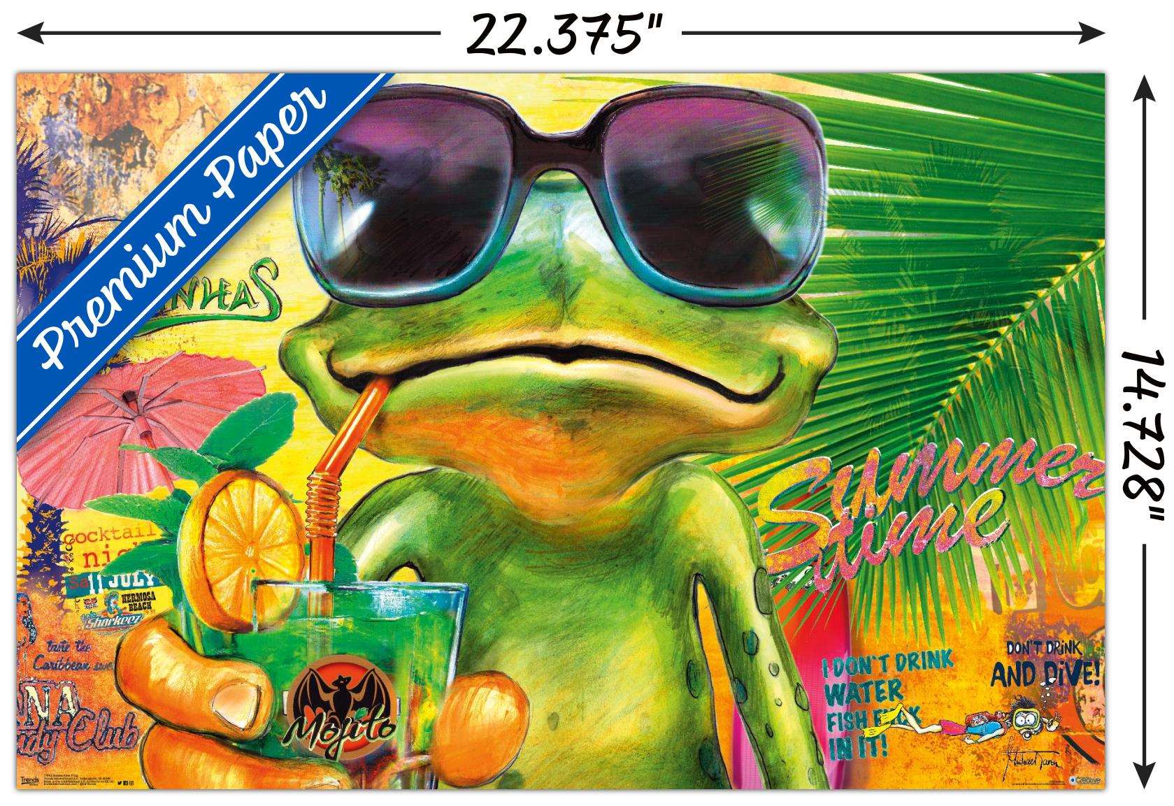 Summertime Frog Wall Poster, 14.725" x 22.375"