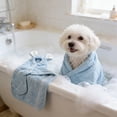 thumbnail image 7 of Pet Hooded Bathrobe for Dogs Cats Fast Dry Towel Wrap with Elastic Strap Breathable Soft Drying Coat for Home Travel Grooming, 7 of 7