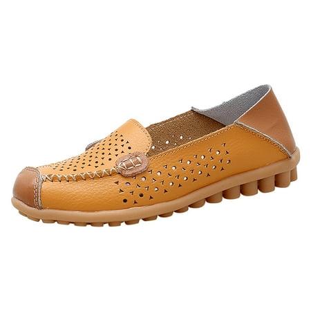 

Fsqjgq Womens Shoes Fashion Womens Breathable Lace Up Shoes Flats Casual Shoes Yellow 38
