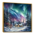 thumbnail image 2 of Designart "Winter Charm Of The Northern Lights III" Northern Lights Floater Framed Wall Art Living Room, 2 of 5