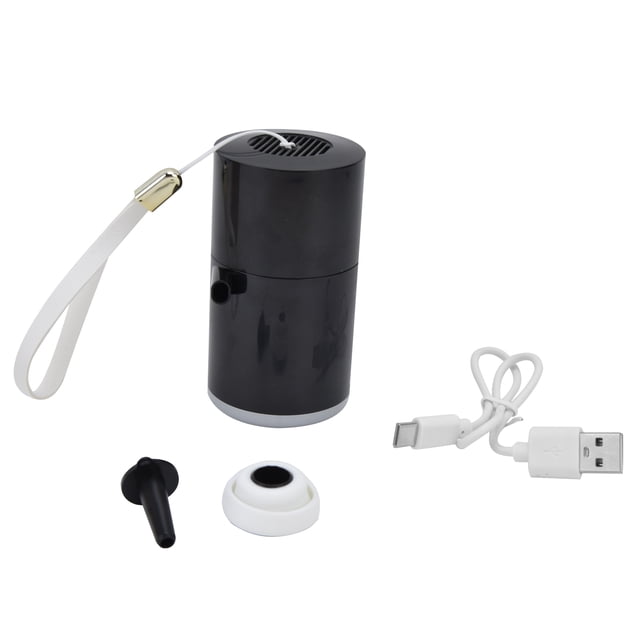 Mini bomba de aire LED de 4 engranajes, bomba de aire con batería multifunción USB de alta eficiencia para acampar al aire libre en casa, color negro