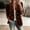 Brown women plus size ruffle coat a1, variant on Women's Plus Size Fall Winter Ruffle Coat Button Down Open Front Blazer Casual Basic Solid Elegant Jacket, Black 3XL