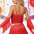thumbnail image 4 of Latin Dance Sequin Fringe Crop Camisole Tops for Women Spaghetti Strap Sparkly Sequins Tassel Cami Tank Tops Belly Dance Top, 4 of 7