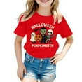 thumbnail image 4 of Weebloom Kids Halloween T Shirts T Shirt Pumpkin Design Short Sleeve Tee Tops Fashion Casual Base Layer Shirt Leisure Dailywear Watermelon Red 10-11 Years, 4 of 4