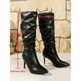thumbnail image 5 of Xfvqtps Womens Fashion Slouchy Knee High Boots Flat Sole Winter Boots Pointed Toe Faux Leather Casual Dress Boots for Women Black, 5 of 9