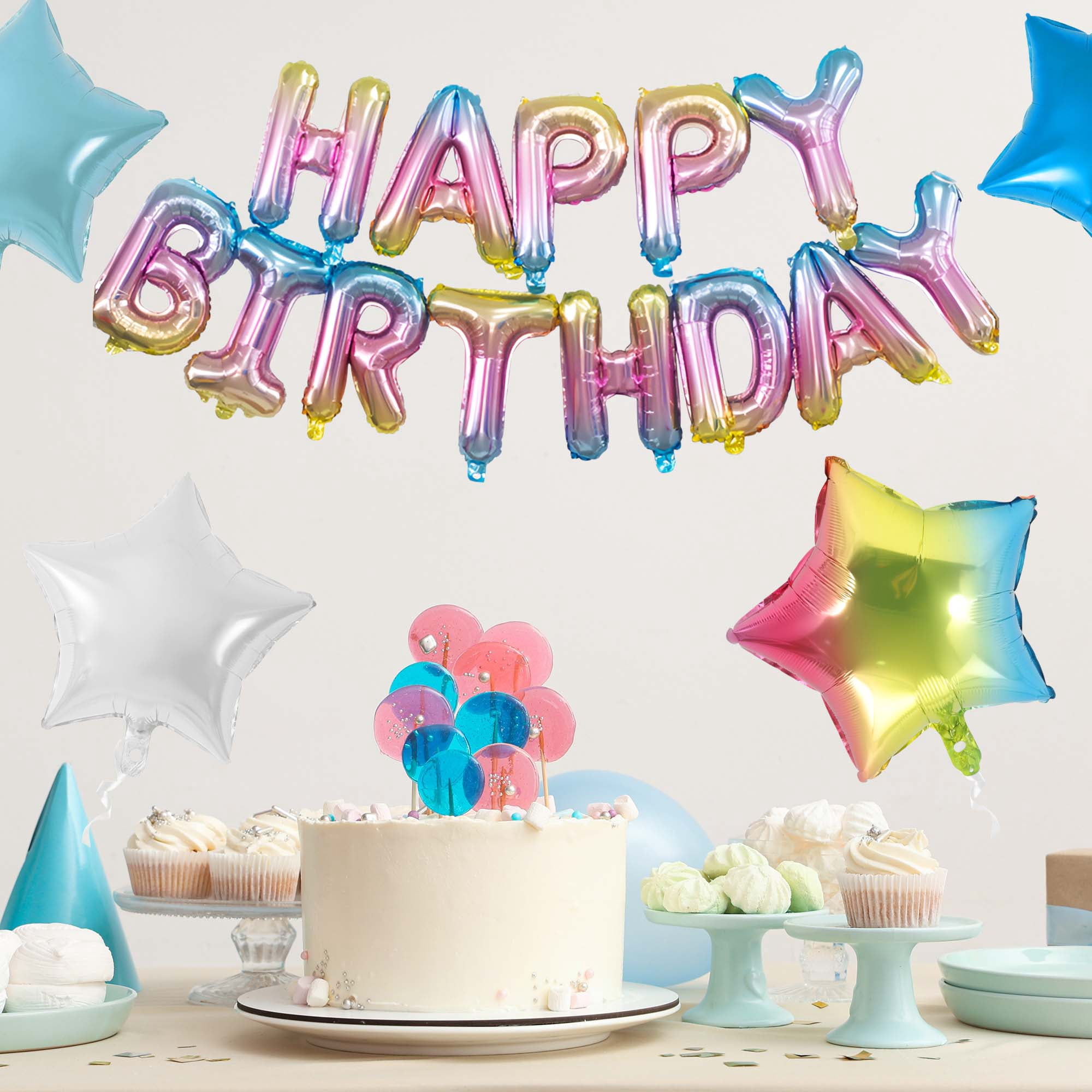 Unique Bargains 10Pcs Helium Balloons with Ribbon Gradient Color