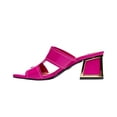 thumbnail image 3 of Ninety Union Bright Open Toe Open Back Mule On A Gold Trimmed Heel, Fuchsia, 5, 3 of 5