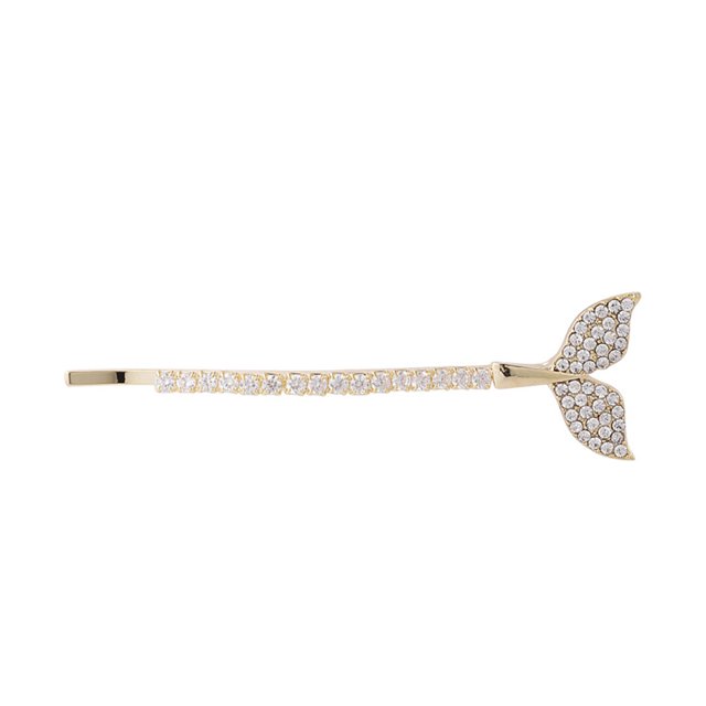 Pinza de pelo de metal con diamantes de imitación para mujer, horquilla de cola de pez, pasadores coreanos (dorado) Likrtyny Para estrenar