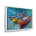 thumbnail image 3 of Designart 'Three Colorful Boats In The Harbor' Nautical & Coastal Framed Canvas Wall Art Print, 3 of 5