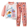 thumbnail image 1 of WEIYLL Pyjamas pour Filles Été Imprimé Manches Longues Col Rond sous-Vêtements Pur Chaud Taille Élastique Ensemble de Nuit 2 Pcs, 1 of 3