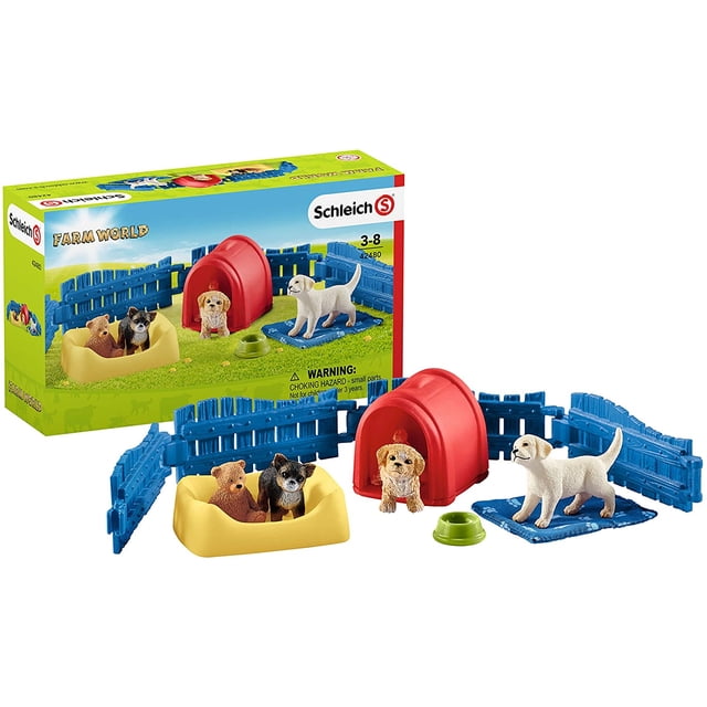 Schleich Farm World Puppy Pen Juego educativo de 13 piezas p Schleich Schleich