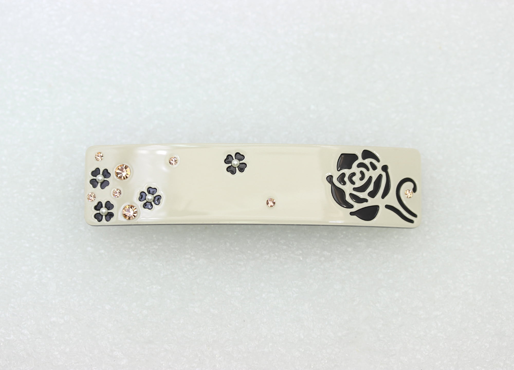 Faship Beige Cellulose Acetate Rose Floral Art Deco Hair Claws Clips