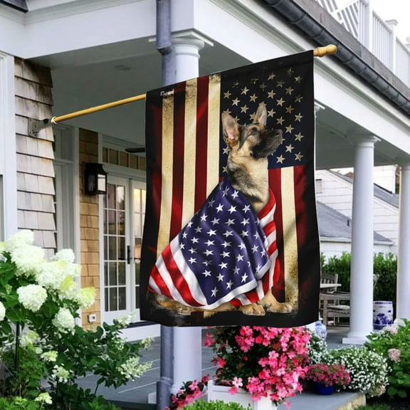 FLAGWIX American House Flag (29.5" x 39.5")-German Shepherd American Patriot Flag - Polyester Indoor Outdoor Flags