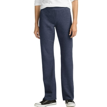 Hanes EcoSmart Women's Fleece Sweatpants with Open Bottom Legs, 28.5" (Petite Size) Navy Heather L