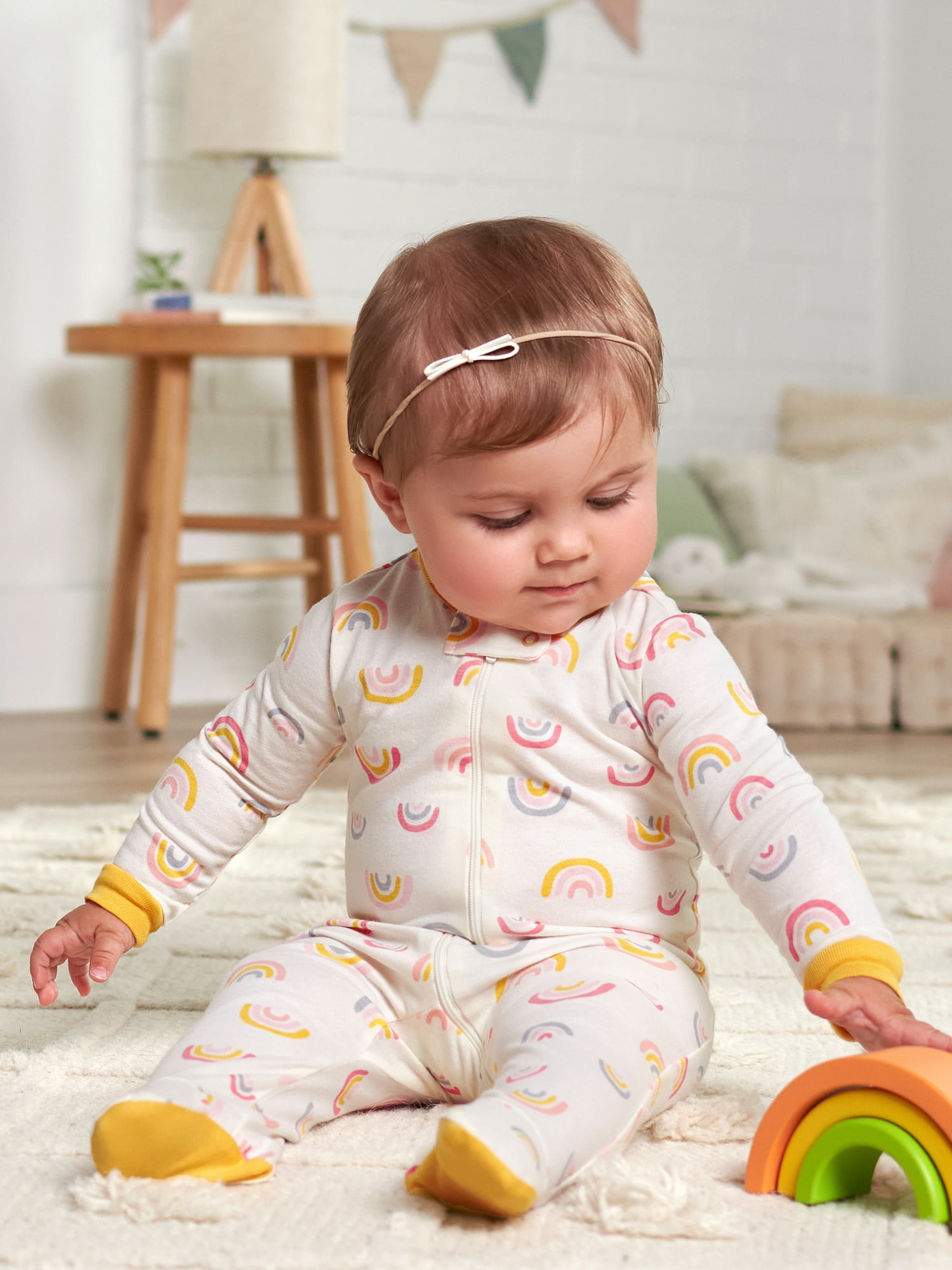 Gerber Baby Girl Sleep 'n Play Footed Pajamas, 4-Pack