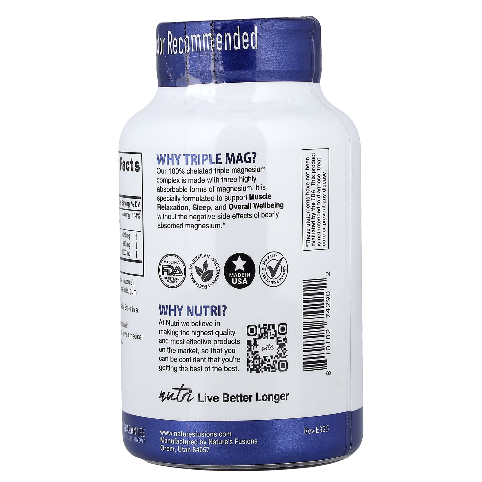 Nutri Triple Magnesium, High Absorption, 150 Vegan Capsules