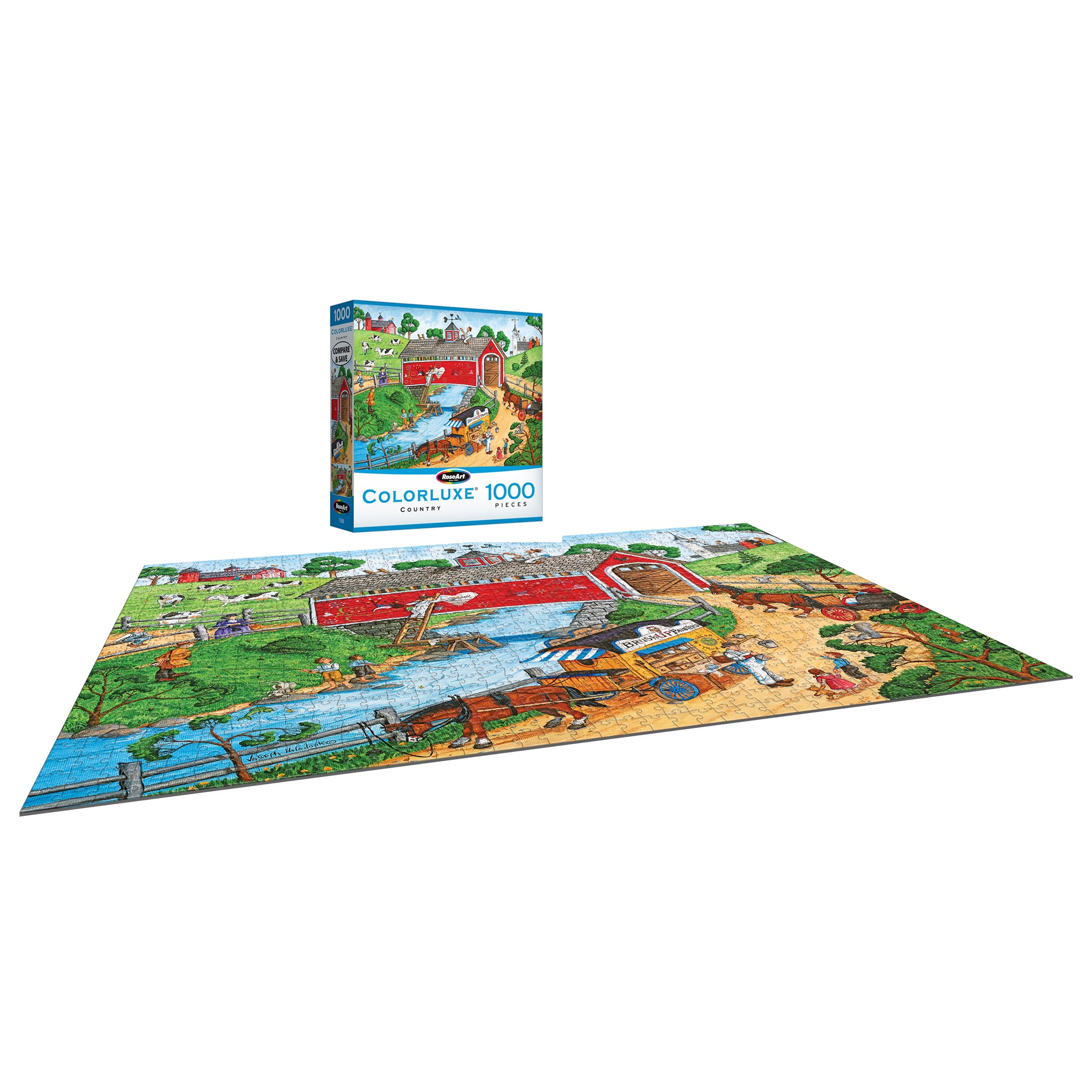 RoseArt Colorluxe 1000-Piece Brush Up Painters Adult Interlocking Jigsaw Puzzle