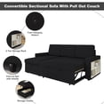 thumbnail image 5 of BUIORD 86" Convertible Sleeper Sectional Sofa with Storage Chaise, L-Shaped Couch with Pull Out Bed, Open Storage Shelf and USB, Sectional Couch for Living Room, Black, 5 of 9