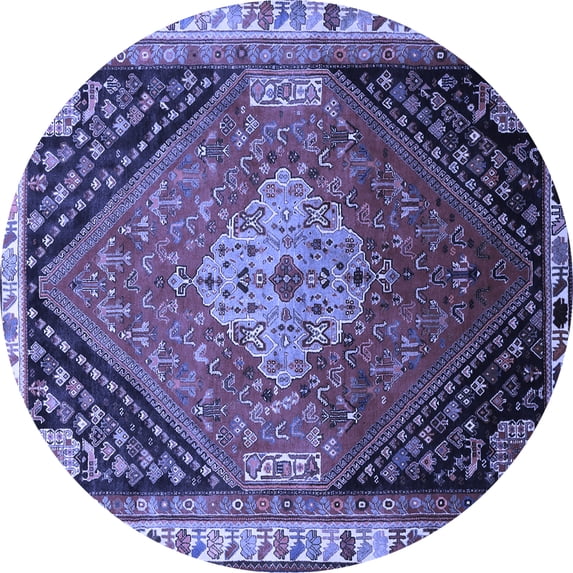Ahgly Company Machine Washable Indoor Round Persian Blue Traditional Area Rugs, 5' Round