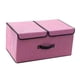 thumbnail image 4 of Caja de almacenamiento de tela de lino y algodón Ticfox doble tapa plegable para ropa interior dormitorio color rosa, 4 of 12