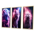 thumbnail image 3 of Designart "Pink Lightning Wild Tiger Portrait II" Animals Lion Framed Wall Art Set Of 3 - Purple Lion Frame Gallery Set For Office Decor, 3 of 6