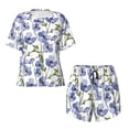 thumbnail image 4 of Kdxio Blue Flax Flowers Print Pajamas Sets for Women Short-Sleeved Pjs with Lounge Shorts Two Piece Sleepwear S-4XL, 4 of 9