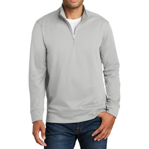 Just Blanks Performance Fleece 1/4-Zip Pullover Sweatshirt , Silver, 4XL