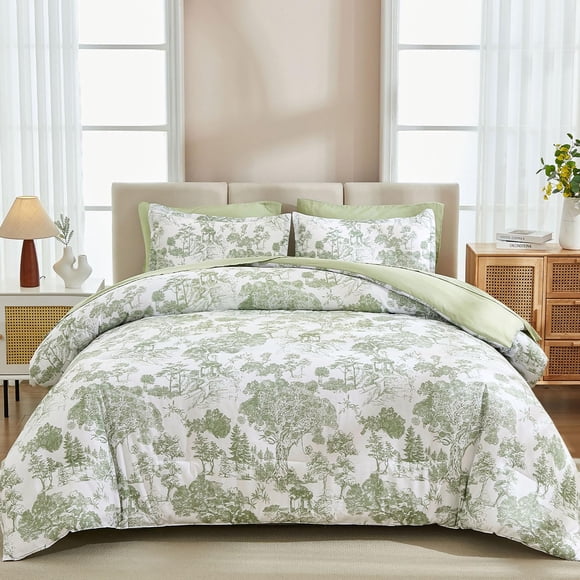 DJY Sage Green Comforter Set King, 7 Pieces Bed i