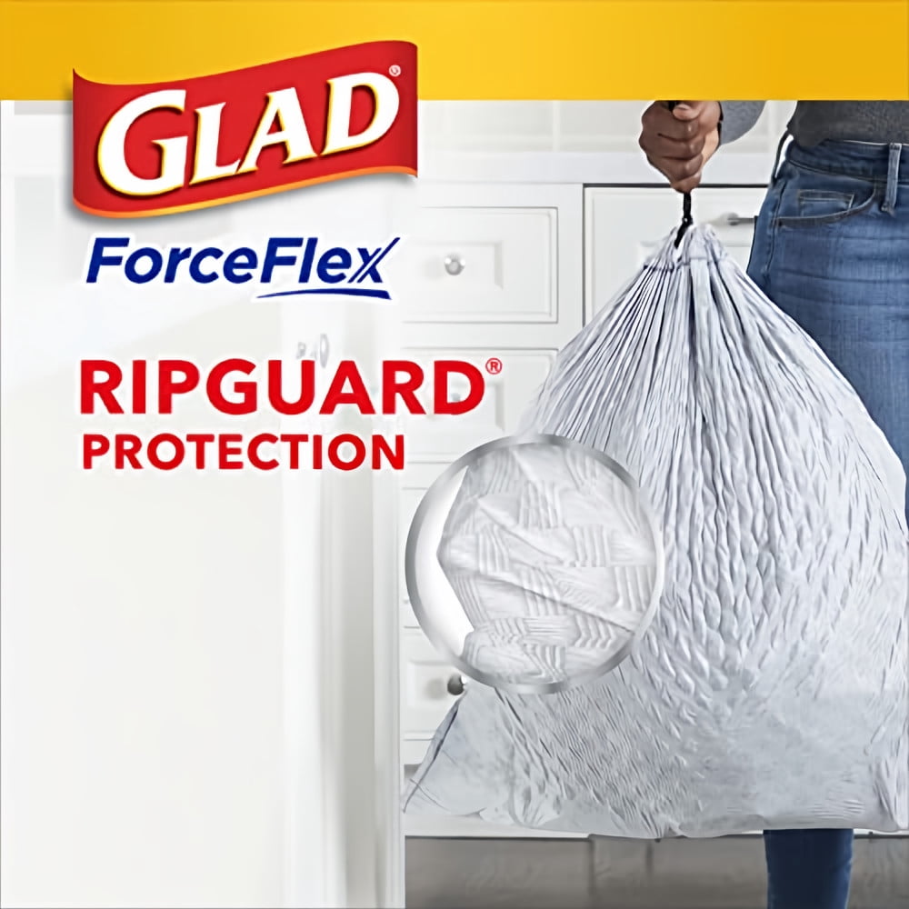 Glad ForceFlex Tall Kitchen Drawstring Garbage Bags 13 Gal Pine-Sol Scent (Pack of 4)