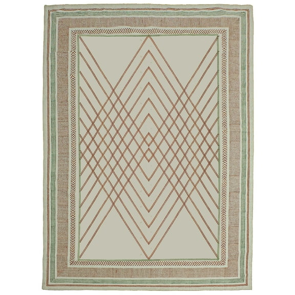 Casavani - 2'x3' Handwoven Cotton Block Printed Rugs Geometric Brown Area Rugs for Entrance