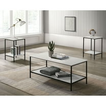 Furniture of America Allia Rustic Open Shelf 3-Piece Accent Table Set, White