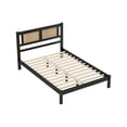 thumbnail image 2 of Yesurprise Queen/Full Bed Frame, Wooden Platform Bed with Natural Rattan Headboard, Modern Minimalist Bed Frame with 12 Slats for Bedroom, Easy Assembly, 2 of 8